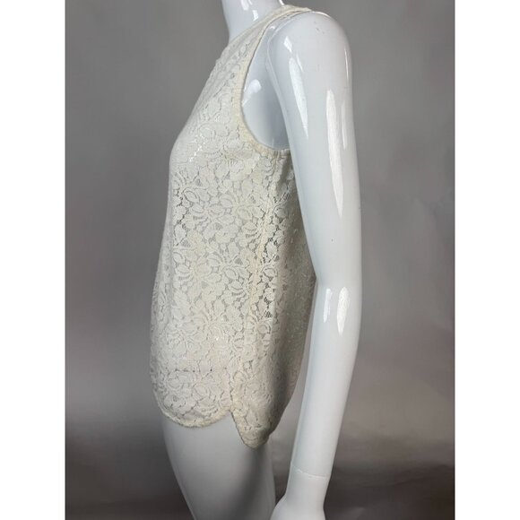Lace Sleeveless Top With Back Zipper Closure By Pimkie Ivory Floral Design Women - Picture 8 of 16